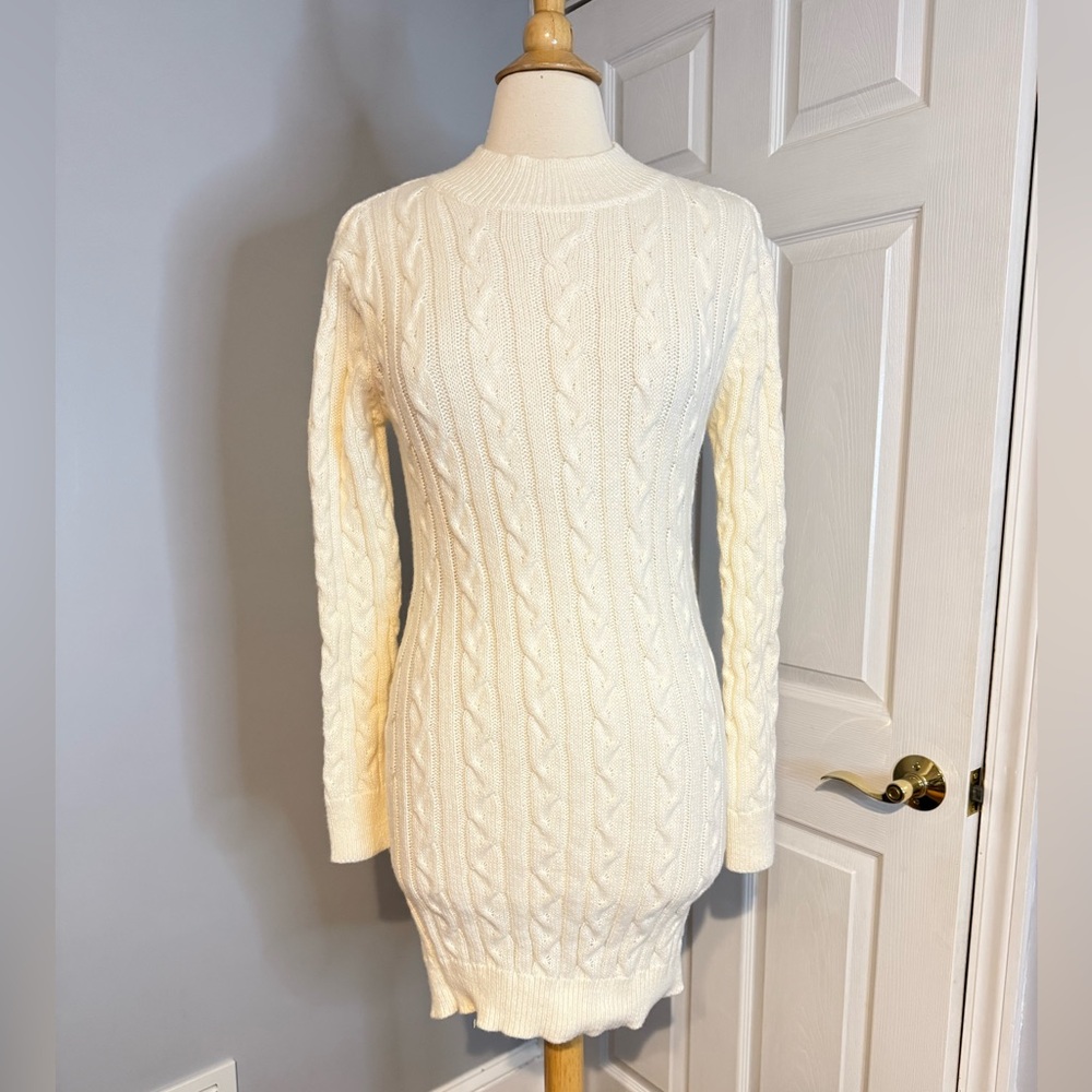 Shein Cable Knit Open Back Sweater dress